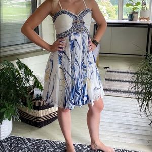 Terani Couture Mini Dress w/ Sequins & Beads